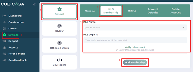 CubiCasa Add MLS ID to account